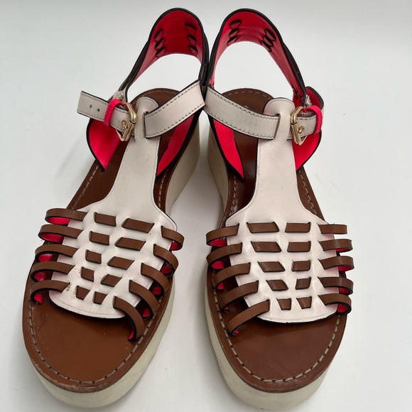 COACH Putnam Platform Huarache Leather Sandals - Picture 1 of 12